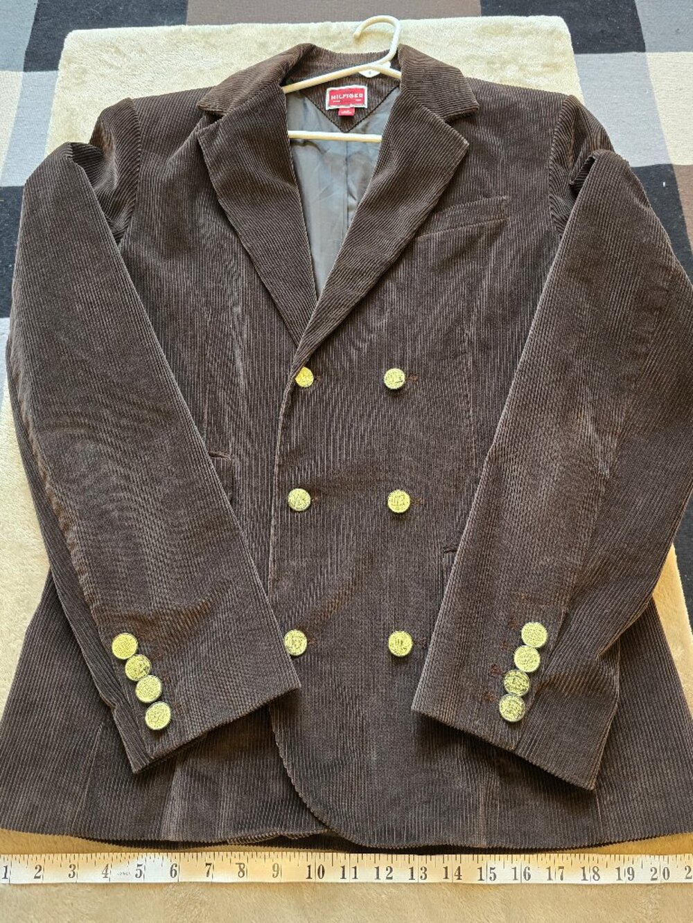 Vintage Tommy Hilfiger Denim Brown Corduroy Double-Breasted Blazer Jacket - Size